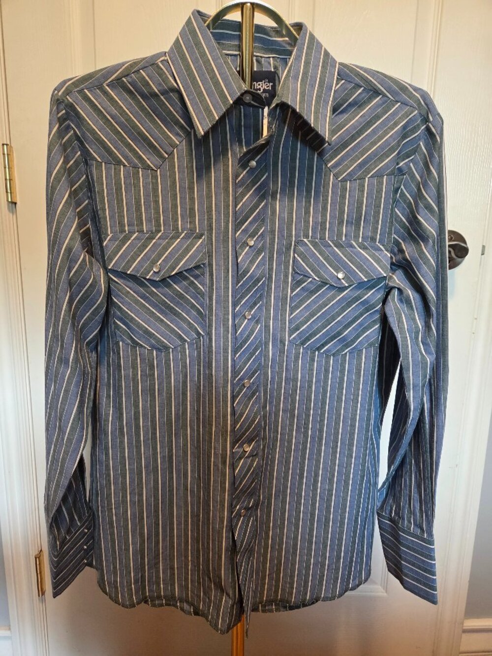 🤠 WRANGLER MEN'S SPORT WESTERN STRIPED PEARL SNAP SHIRT 🤠